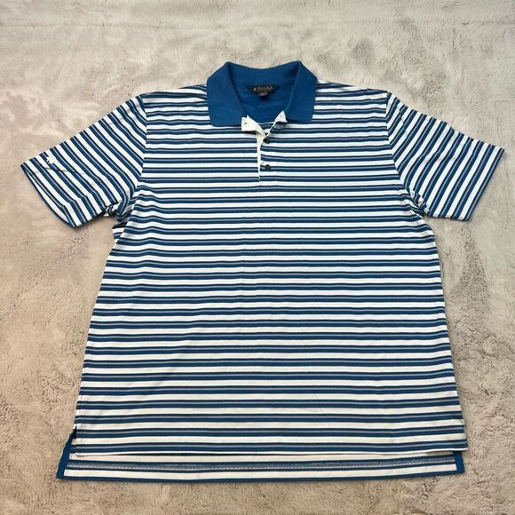 Brooks Brothers Polo Shirt Mens Size XL Mercerized Cotton Blue Stripe Cotton - Picture 1 of 8